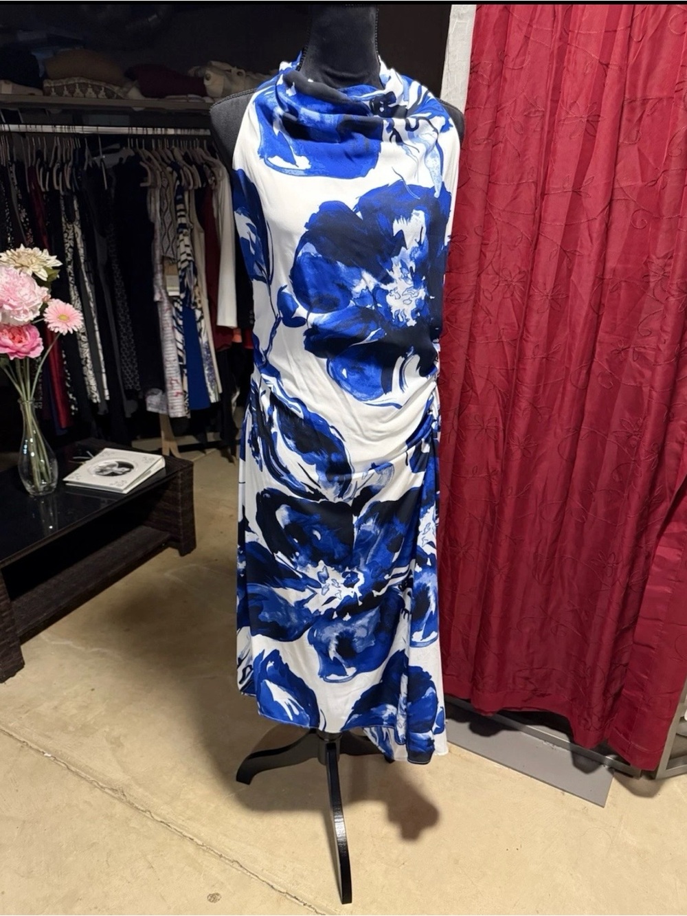 Donna Karan Blue and White Floral Dress - Picture 2 of 10